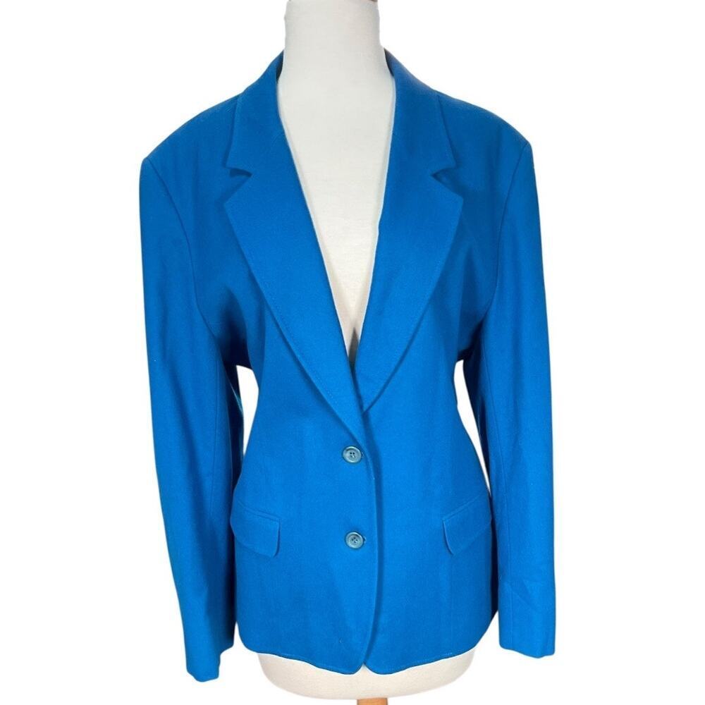 Vintage Pendleton Pure Virgin Wool Blue Blazer Plus Size 18 Made USA Heritage